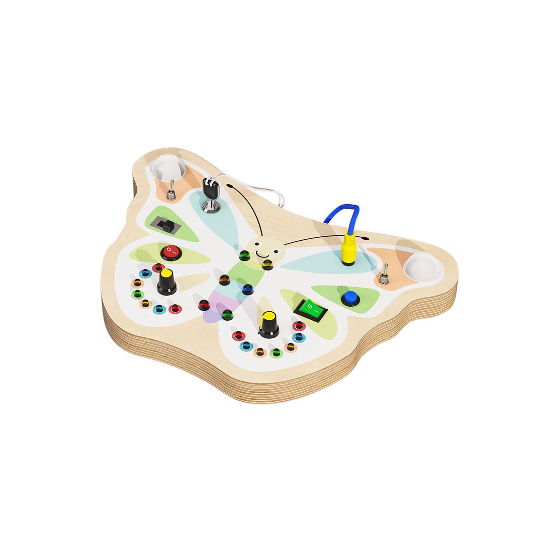 Butterfly Busy Board by Eduplay – builds fine motor skills and cause-and-effect understanding