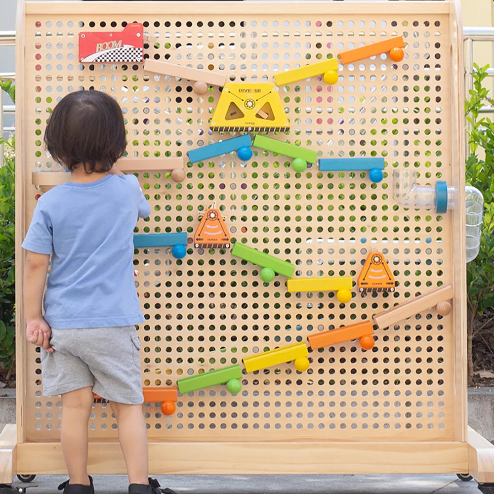Mobile Rack with Hole Board accessory by Eduplay – rolling storage rack for the modular wall system
