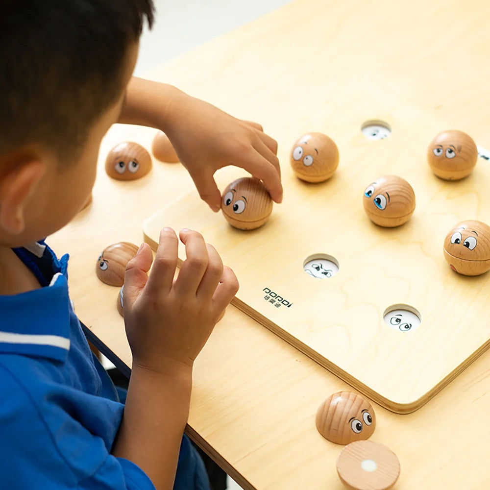 Emoji Balls Pairing wooden toy by Eduplay – builds fine motor skills and memory recall