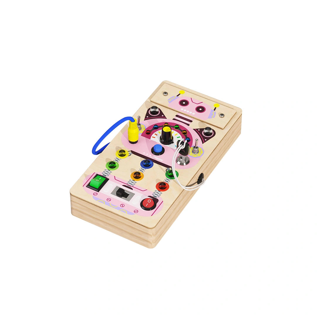 Pink Robot Busy Board by Eduplay – builds fine motor skills and cause-and-effect understanding
