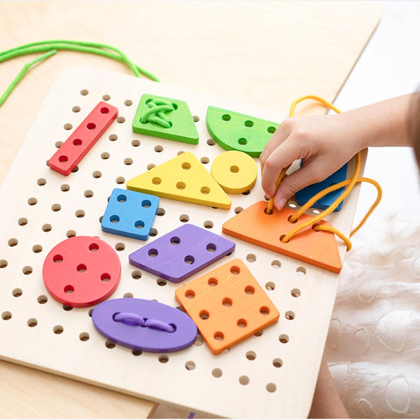 Threading The Needle busy board by Eduplay – builds focus and fine motor skills